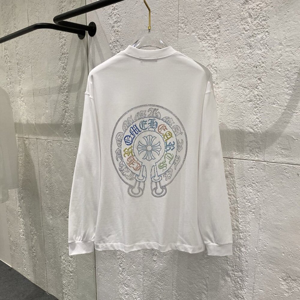 Chrome Hearts Rhinestone-Appliquéd White Long-Sleeved Shirt